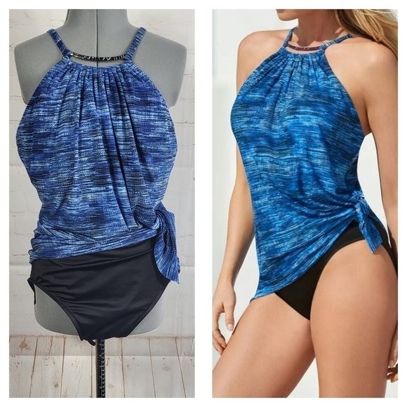 Magicsuit Parker Underwire One Piece Swimsuit Dress in Blue Jean Size US 10 - Picture 3 of 11